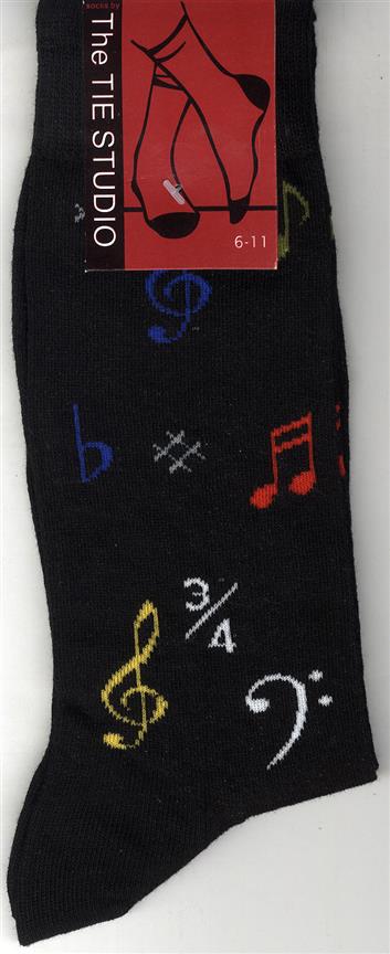 Heren Sokken Muzieksymbolen - Zwart (Size 6-11)