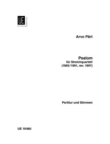 Arvo Part: Psalom (Strijkkwartet)