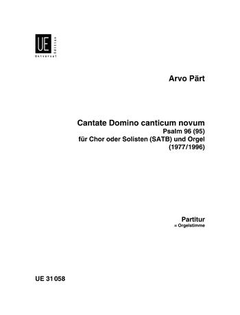 Arvo Part: Cantate Domino (SATB)