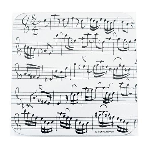 Coasters Sheet music white (4 pcs)(plastic b/w 9,8 x9,8 cm)
