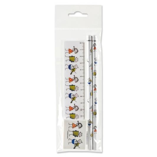 Stationery set Little Phils (4-part)(Small ruler, 2 pencils, eraser, Little Philharmonics)