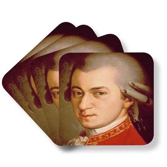 Coasters Mozart Portrait (4 pcs)(plastic b/w 9,8 x9,8 cm)