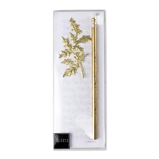 Notepad Christmas midi gold(pad line of notes, 90 sheets, 7,3 x 20,4 cm, 1 pencil gold, decoration g