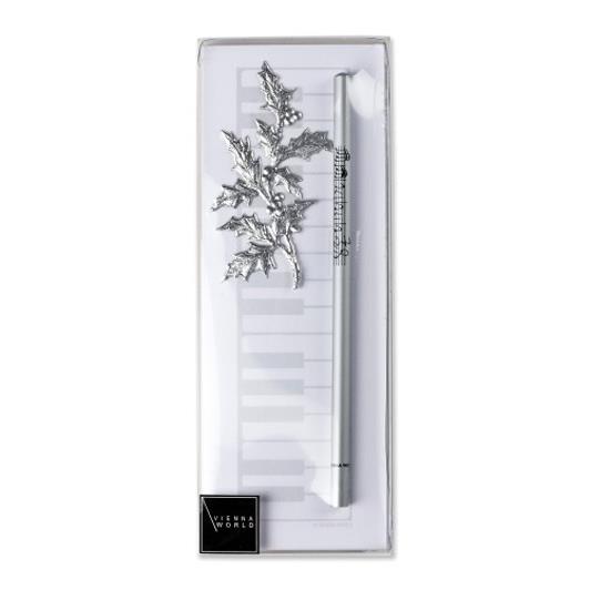 Notepad Christmas midi silver(pad keyboard, 90 sheets, 7,3 x 20,4 cm, 1 pencil silver, decoration si