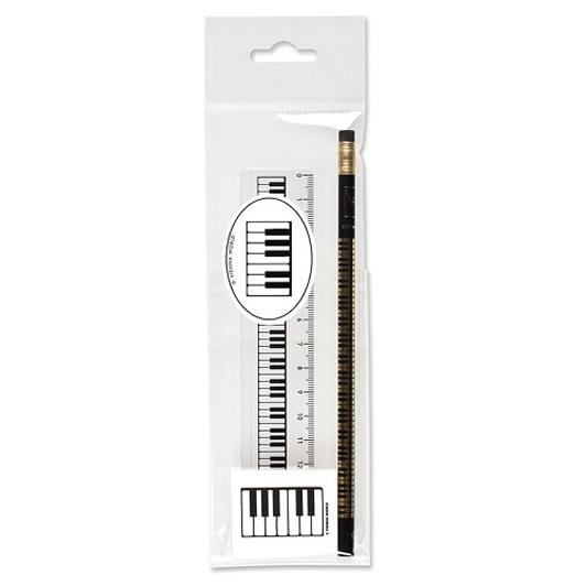 Stationery set Keyboard 3-pcs(1 pencil, 1 ruler 15 cm, 1 eraser keyboard)