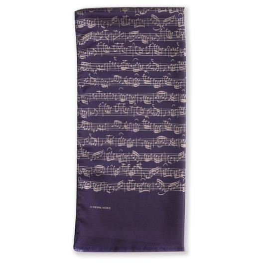 Silk scarf Sheet music blue(Blue)
