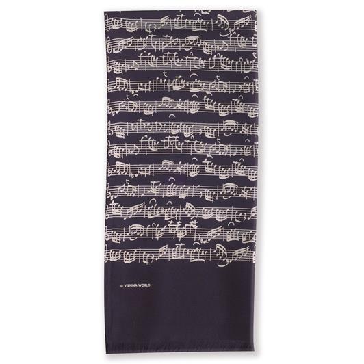 Silk scarf Sheet music black(Black)