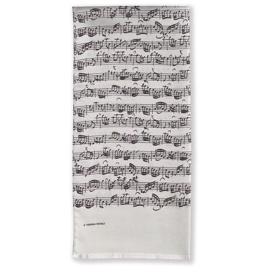 Silk scarf Sheet music chamois(Cream)
