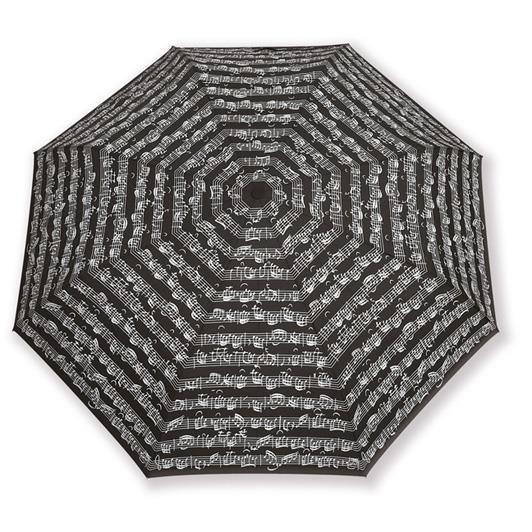 Mini umbrella Sheet music black(Black, Polyester, 21 cm, light (alu))
