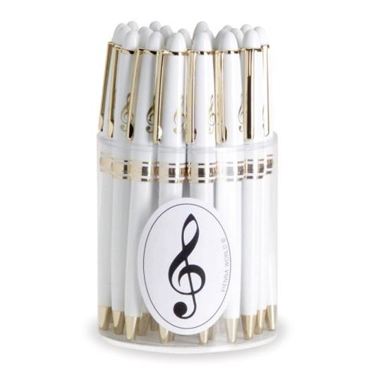 Ballpoint pen box G-clef white/gold (1 pc)