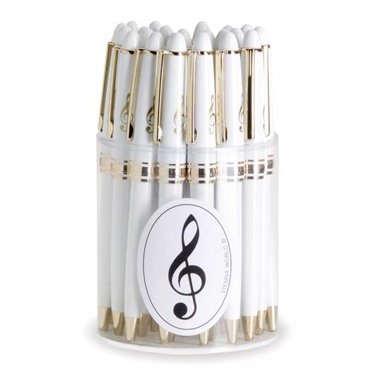 Ballpoint pen box G-clef white/gold (24 pcs)(White/Gold (24 pieces per packing unit))