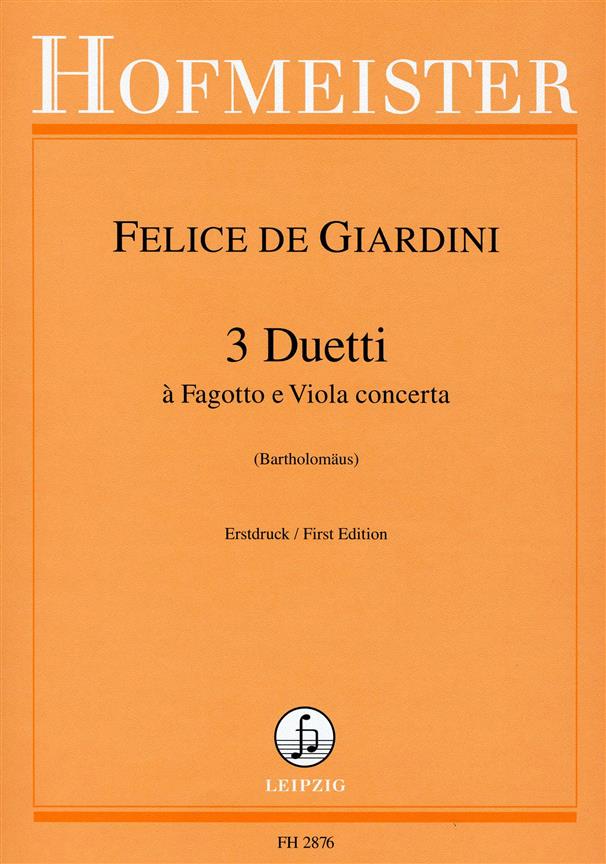 Felice de Giardini: 3 Duetti á Fagotto e Viola