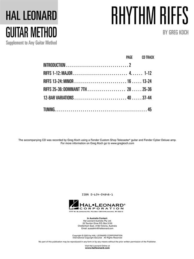 Hal Leonard Guitar Method: Rhythm Riffs