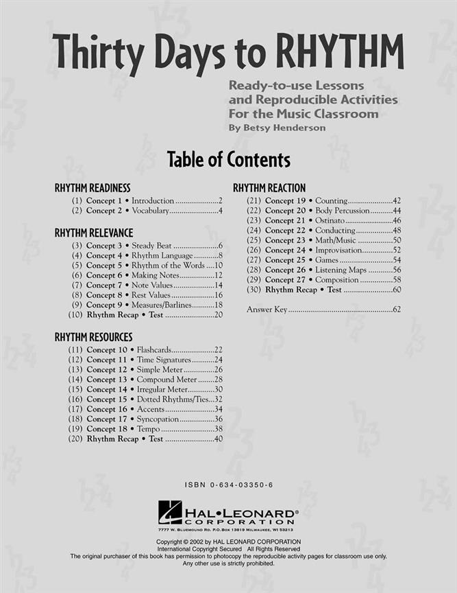 Thirty Days to Rhythm(Teacher's Manual)