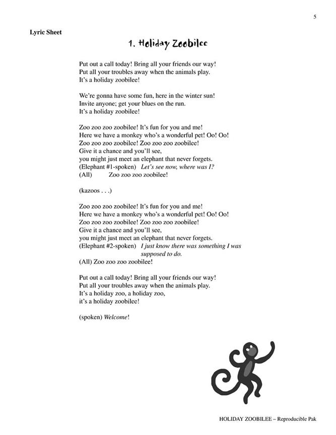Holiday Zoobilee Musical(Reproducible Pak)