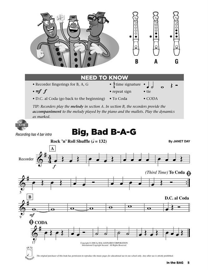 In the B-A-G(Collection of Songs for Recorder Using the Notes B-A-G, A)