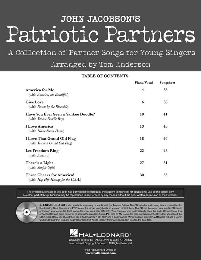 Patriotic Partners(A Collection of Partner Songs For Young Singers)