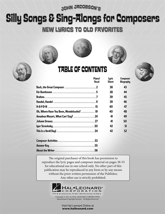 Silly Songs & Sing-Alongs fuer Composers(New Lyrics to Old Favorites)