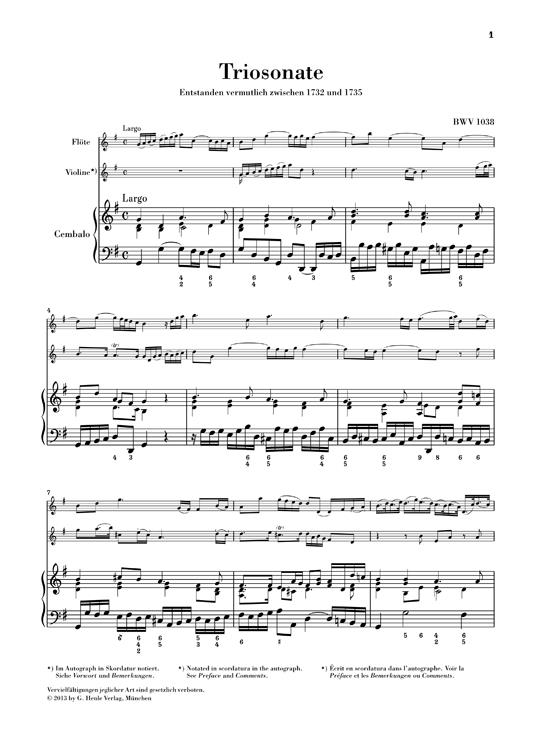 Bach: Triosonate G-dur BWV 1038 Fur Flöte, Violine und Continuo